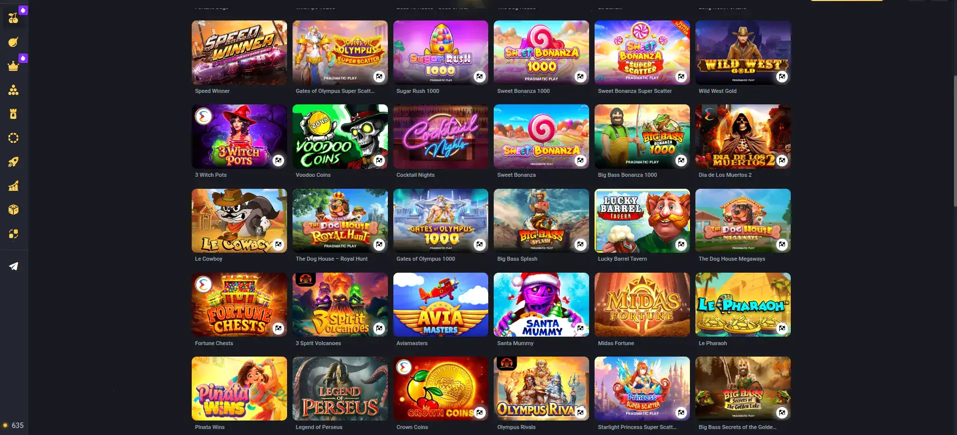 Интерфейс игровых автоматов Spinto casino на экране